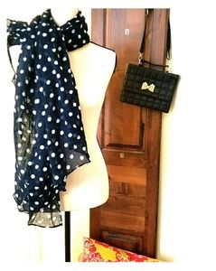 Navy Blue Polka Dot Scarf